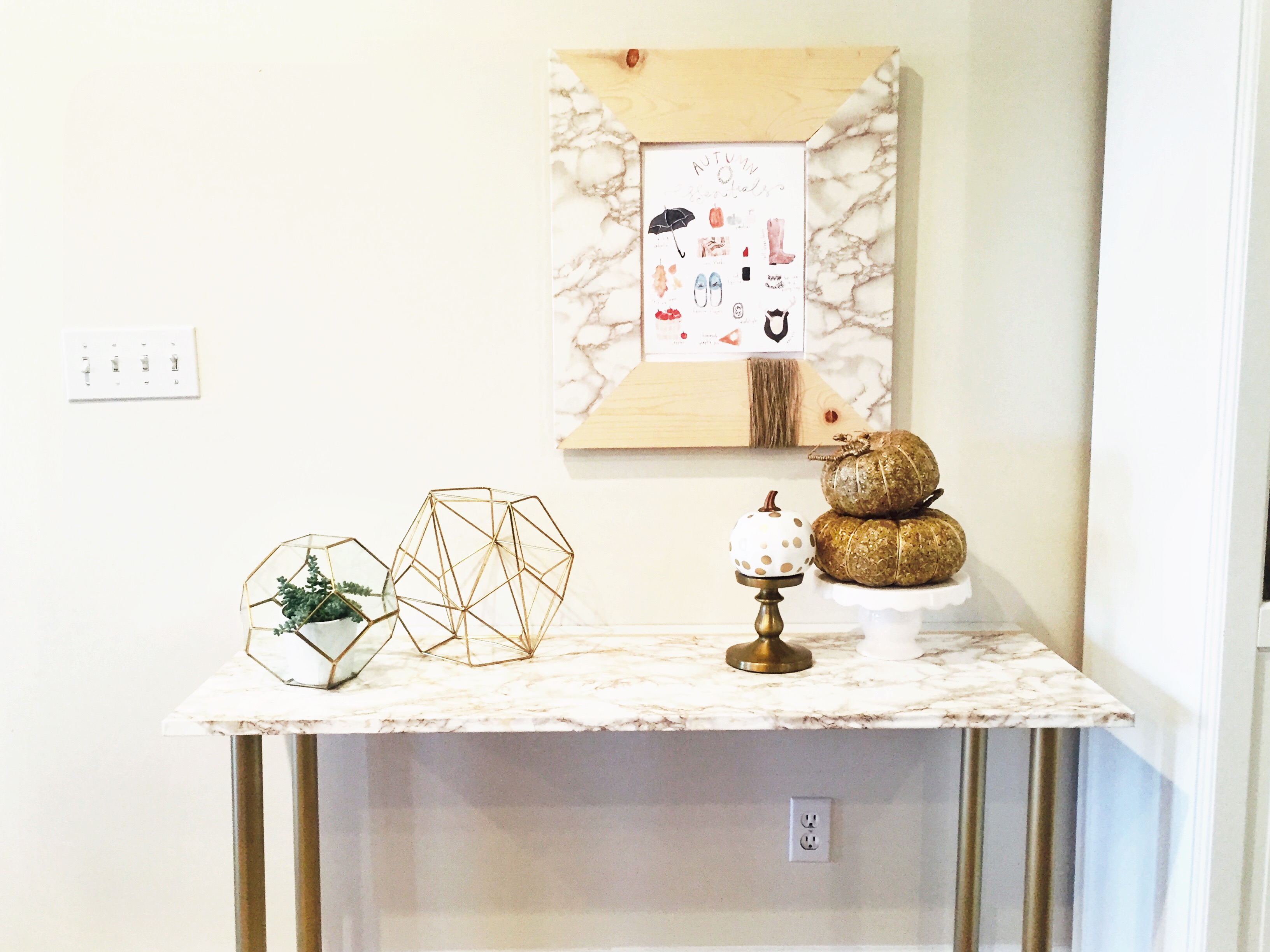 marble table, diy marble contact paper, ikea hack, fall decor,