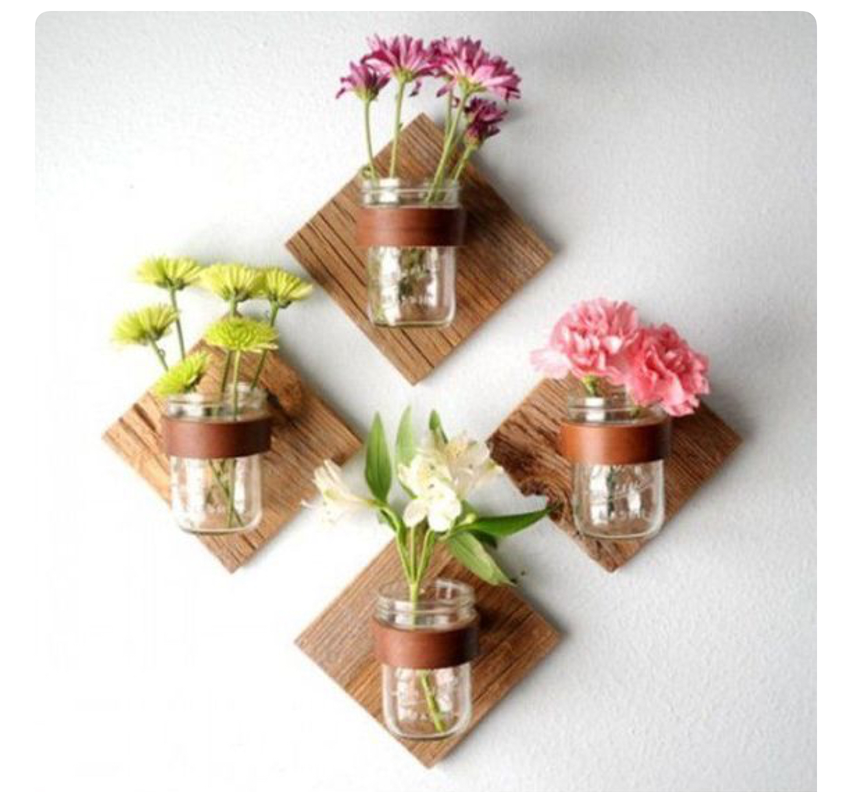 DIY wood wall vases with a boho feel, bud vases, boho decor, diy wood decor, studio 5, crafts, how to make a wood wall vase, cute mason jar wall vase, woodworking, how to hang wood to wall,