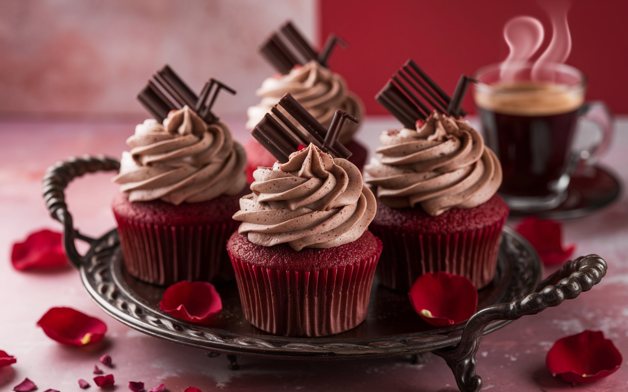 Red Velvet Mocha Valentines Cupcakes