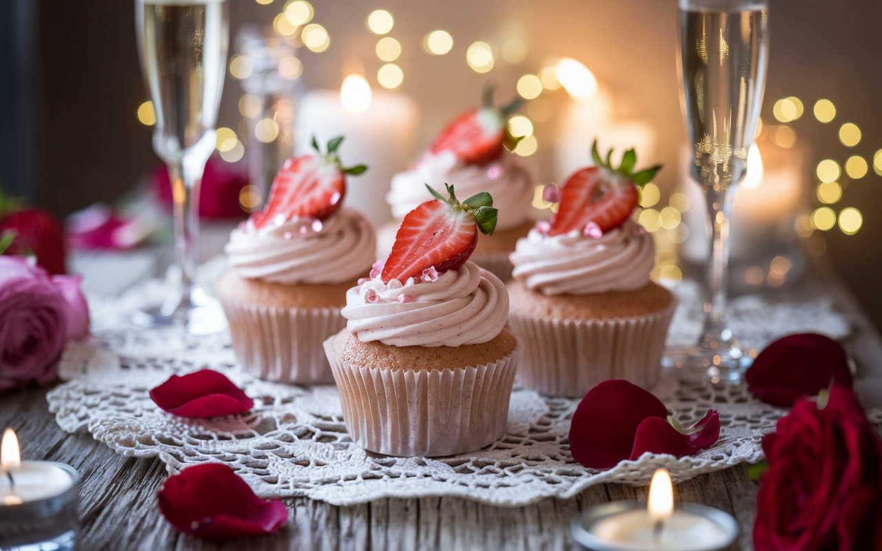 White Chocolate strawberry Cupcakes