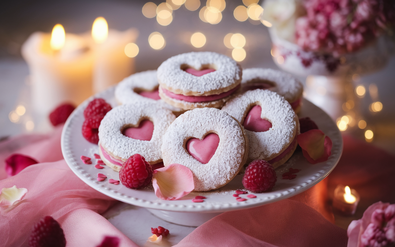 Raspberry Linzer Heart Cookies