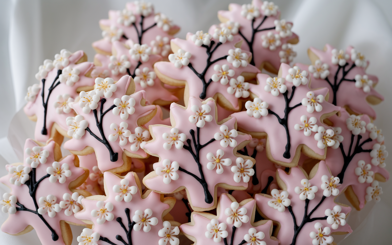 Cherry Blossom Shortbread Valentines Cookies