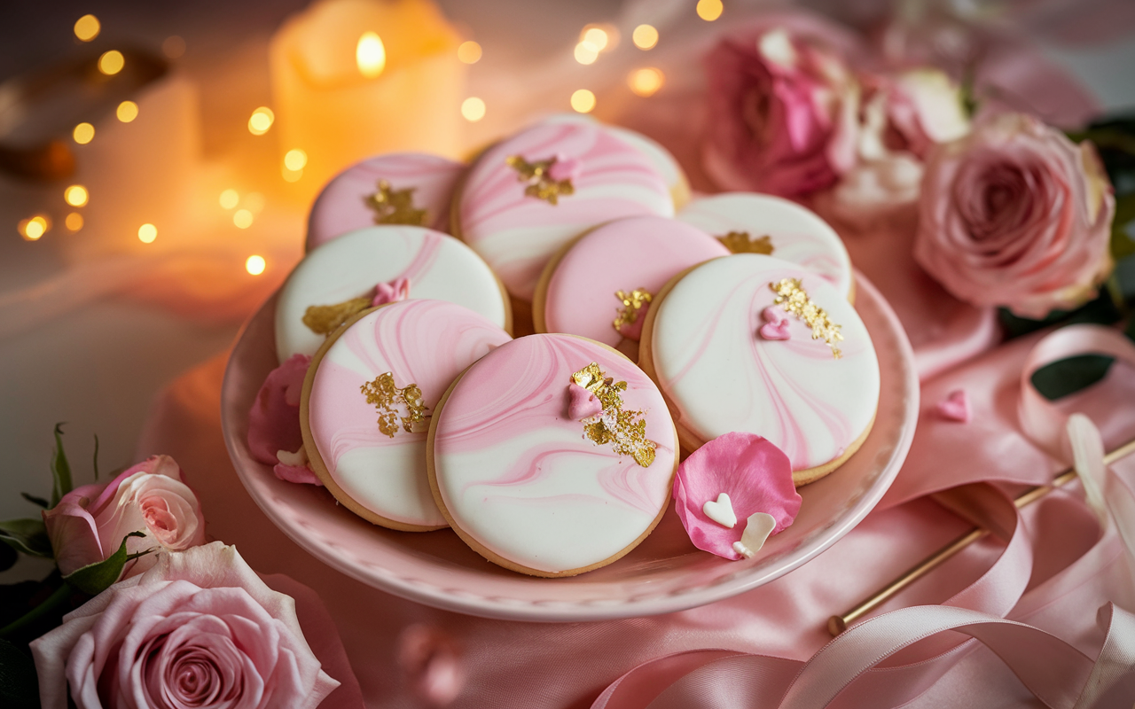 Pink and White swirl valentines cookies