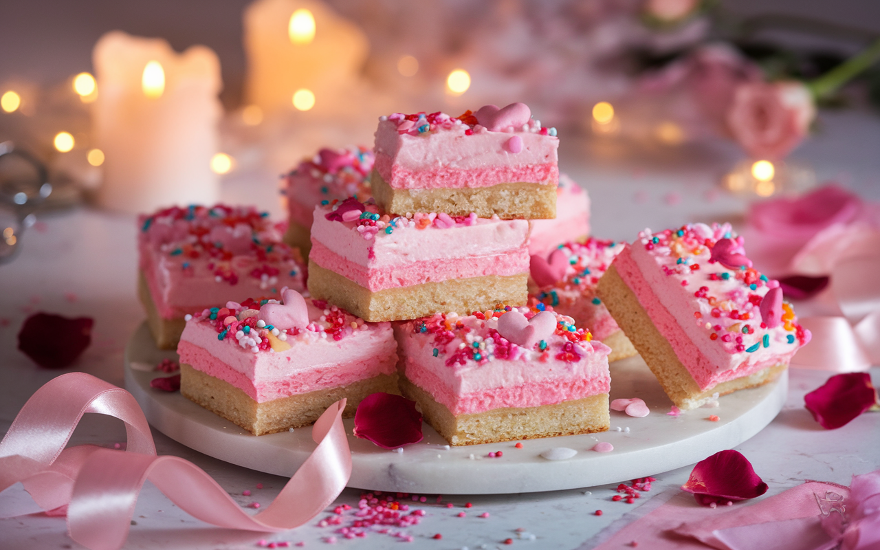 Pink valentines gooey sugar cookie bars