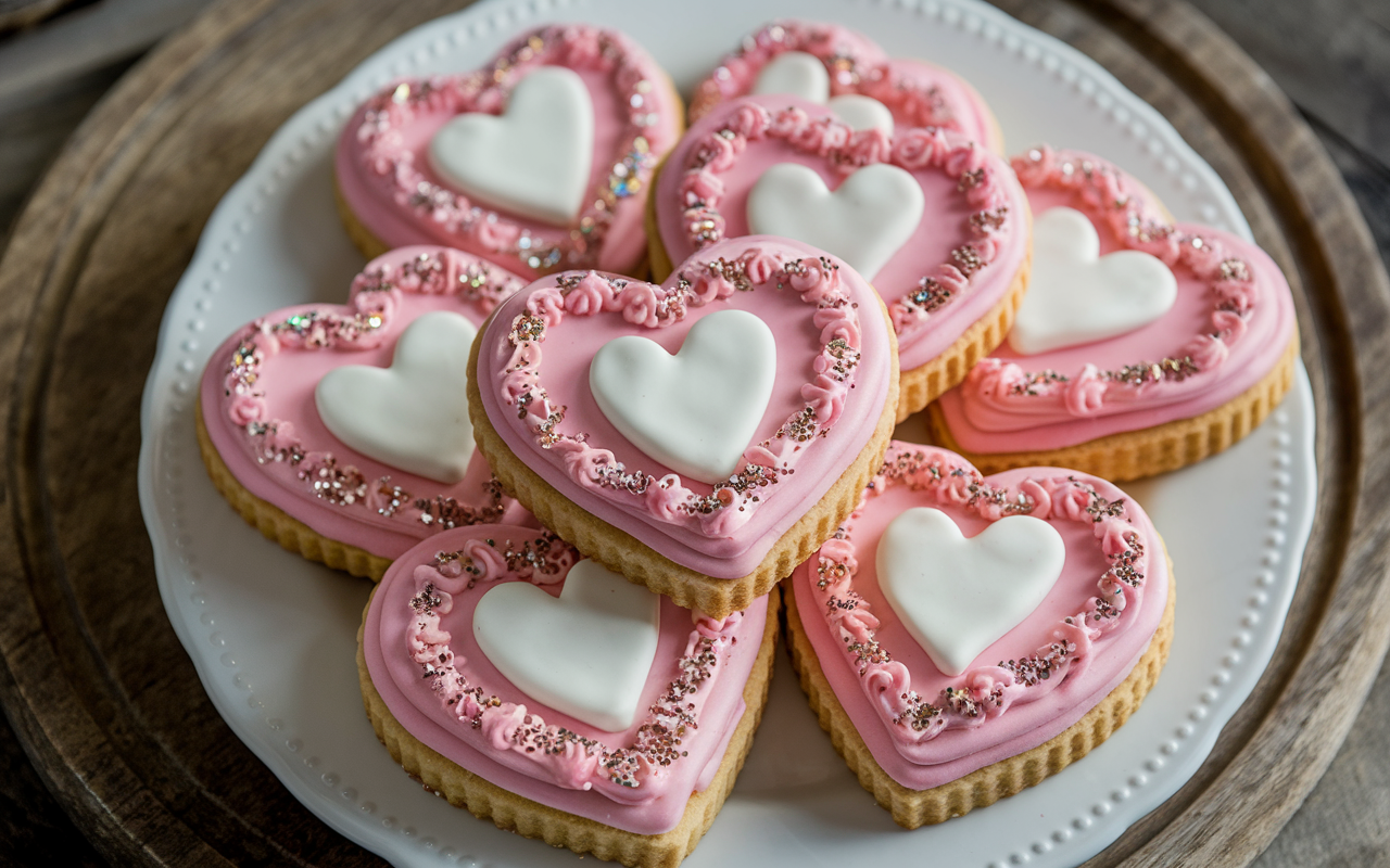 Pink Fondant Valentines Cookie