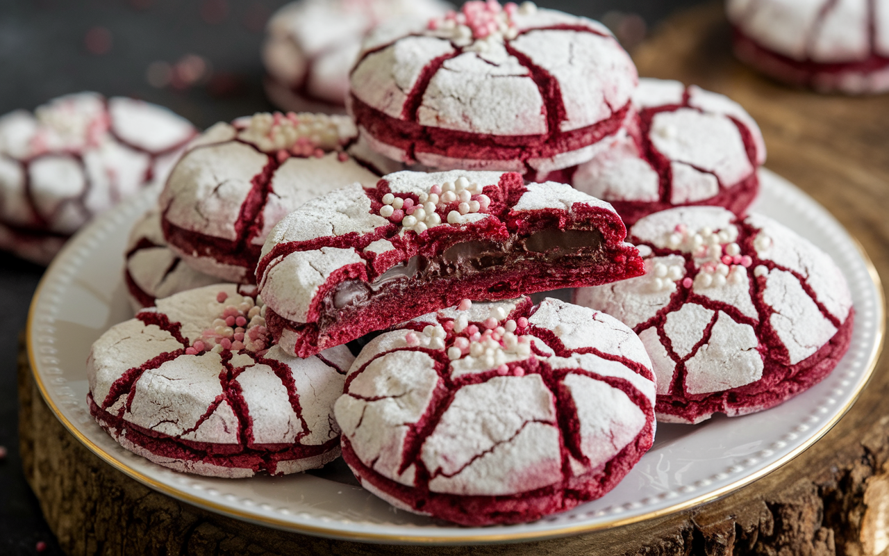 red velvet crinkle cookies